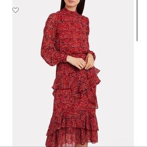 SALONI ISLA RUFFLED CHIFFON DRESS